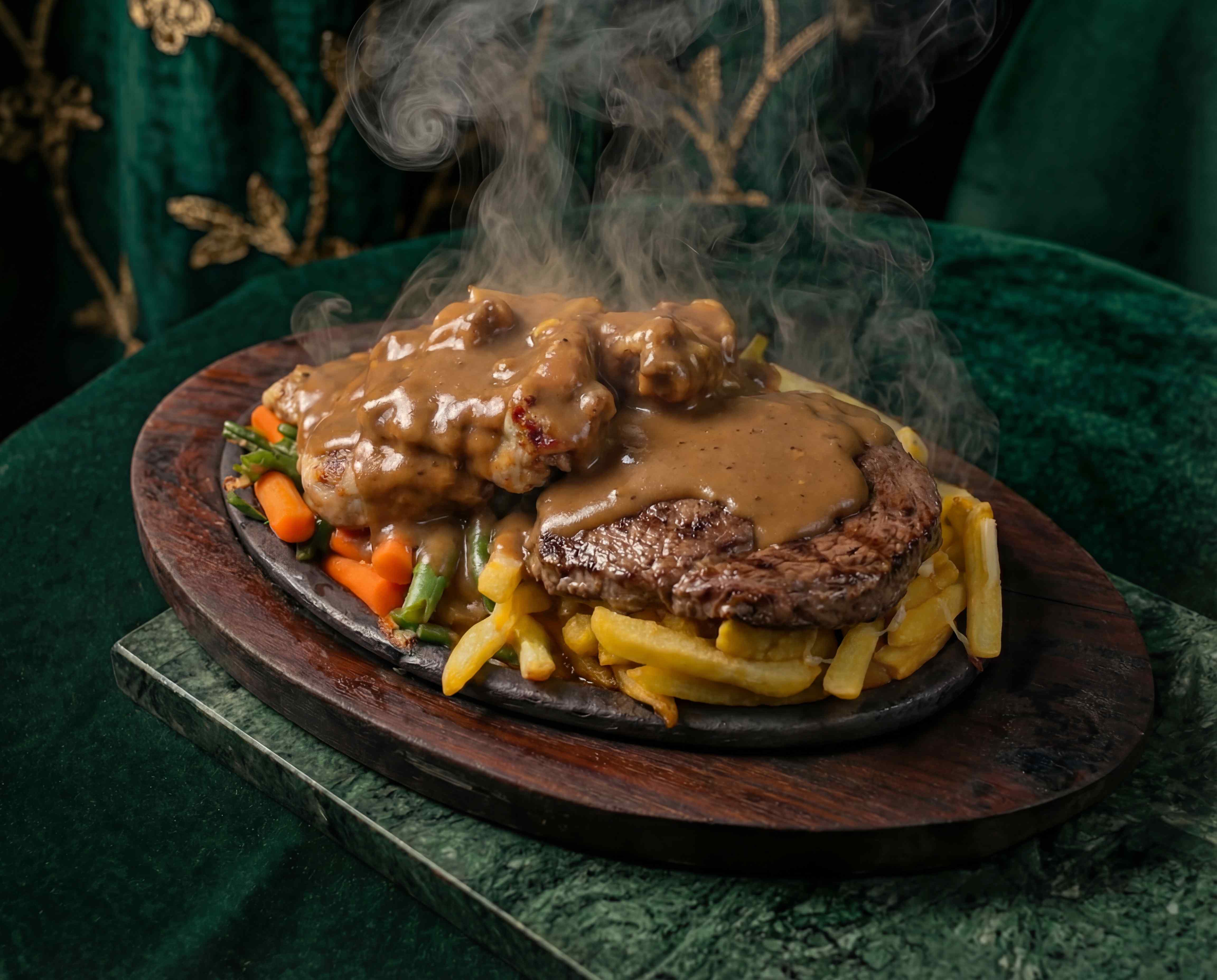Steak With Chicken Sizzler